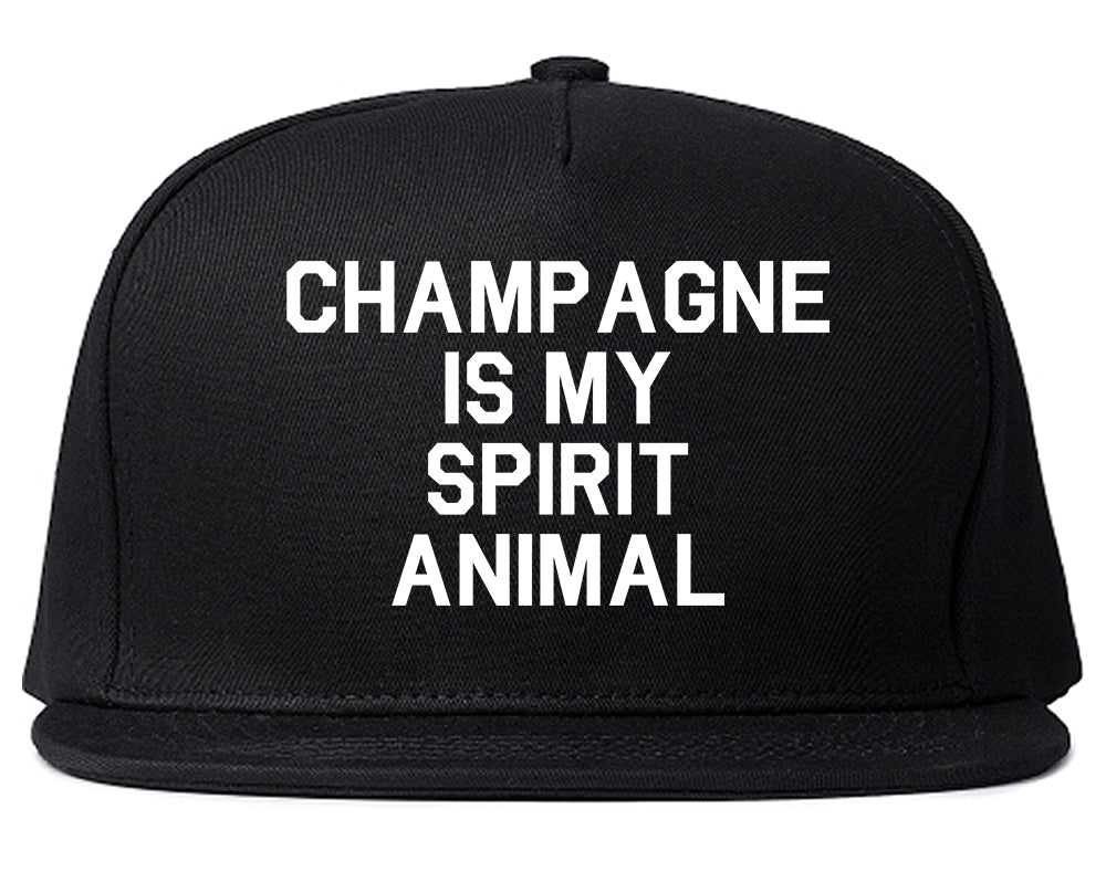 Champagne Is My Spirit Animal Black Snapback Hat