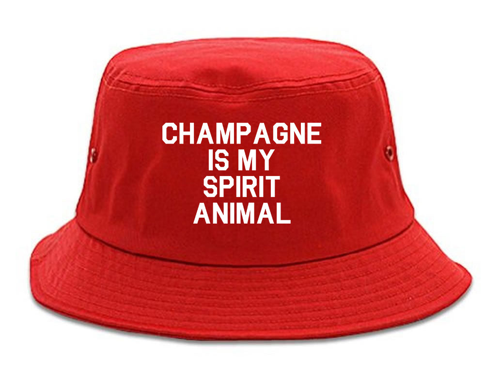 Champagne Is My Spirit Animal Red Bucket Hat