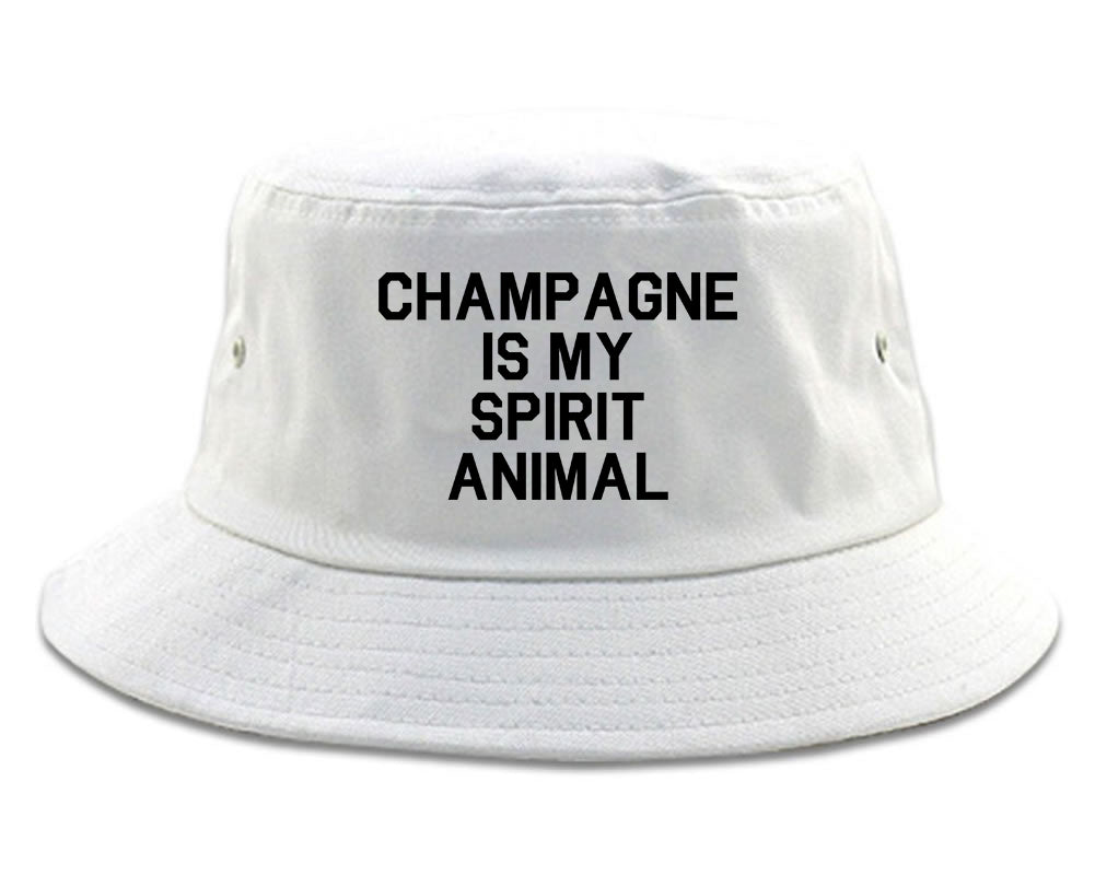 Champagne Is My Spirit Animal White Bucket Hat