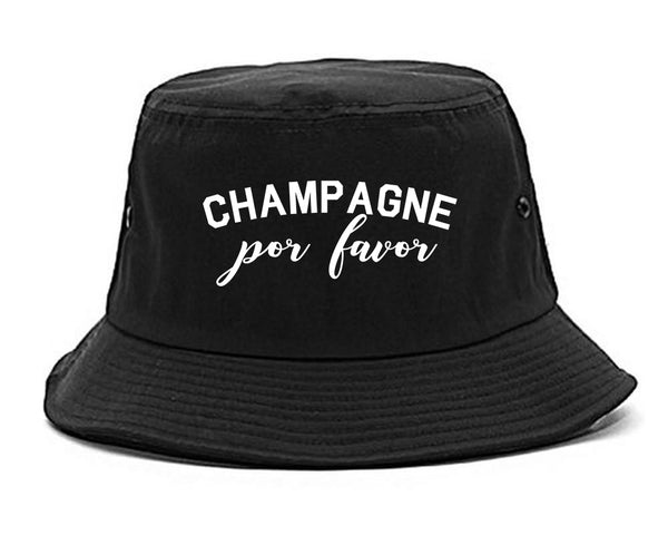 Champagne Por Favor Spanish Drinking Black Bucket Hat