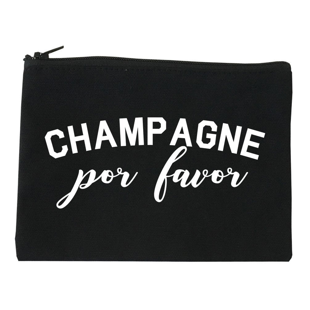 Champagne Por Favor Spanish Drinking Black Makeup Bag