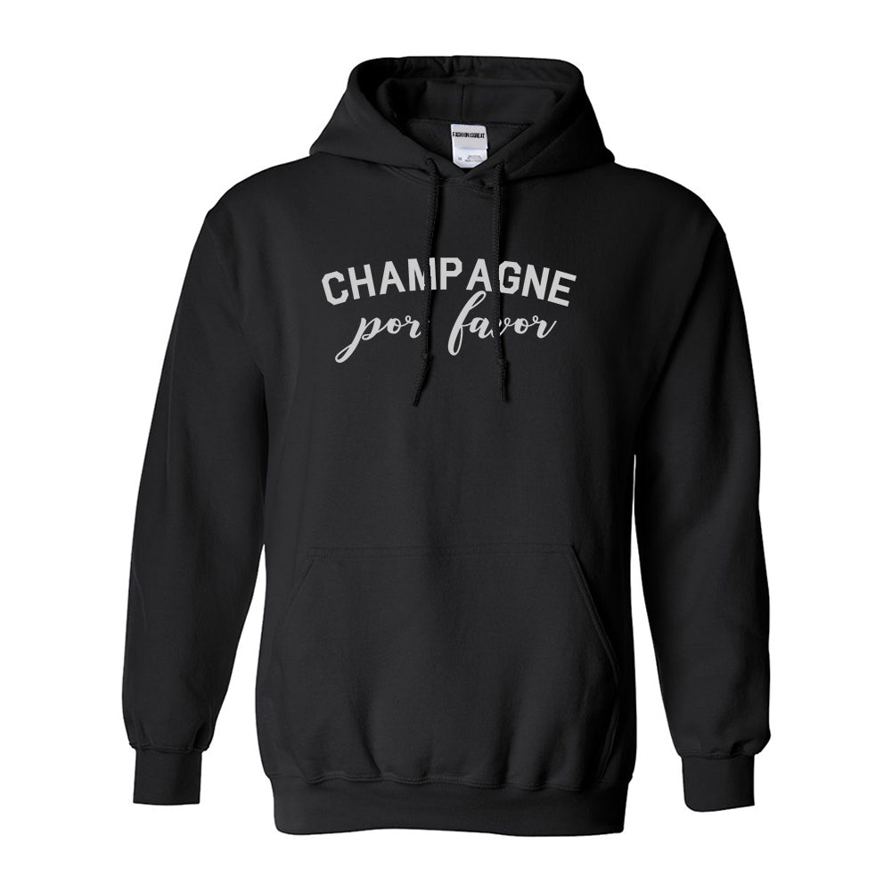 Champagne Por Favor Spanish Drinking Black Pullover Hoodie