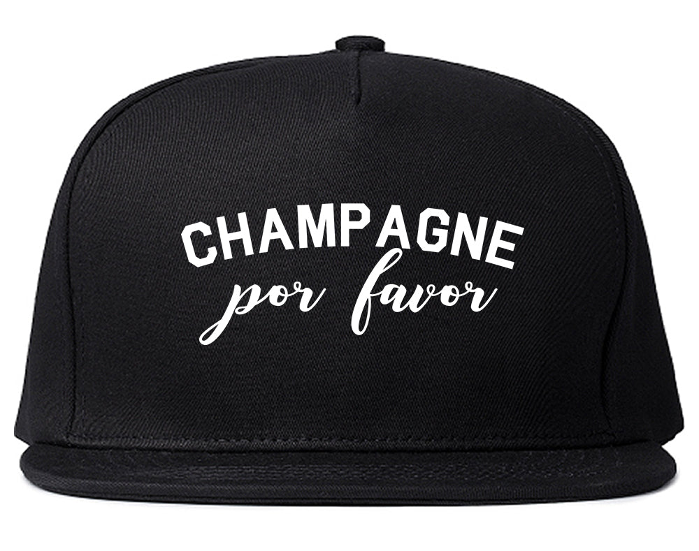 Champagne Por Favor Spanish Drinking Black Snapback Hat