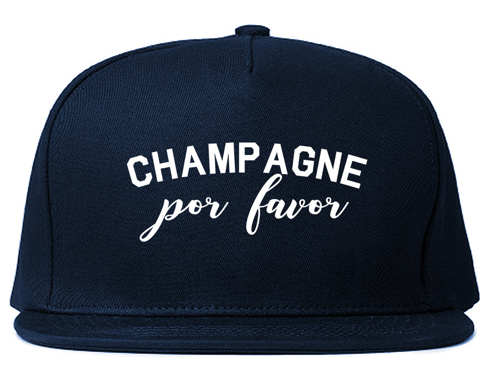 Champagne Por Favor Spanish Drinking Blue Snapback Hat