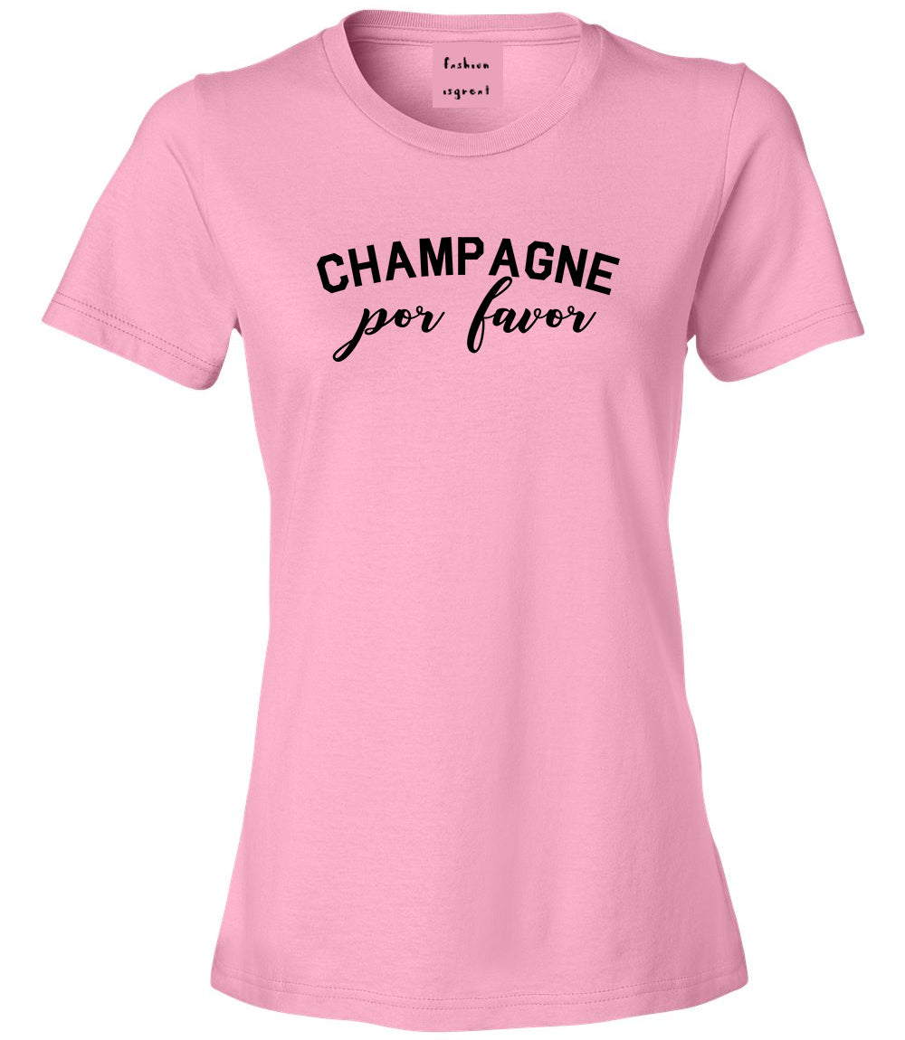 Champagne Por Favor Spanish Drinking Pink T-Shirt