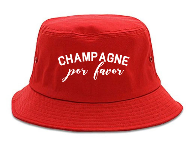 Champagne Por Favor Spanish Drinking Red Bucket Hat