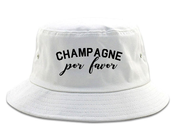 Champagne Por Favor Spanish Drinking White Bucket Hat