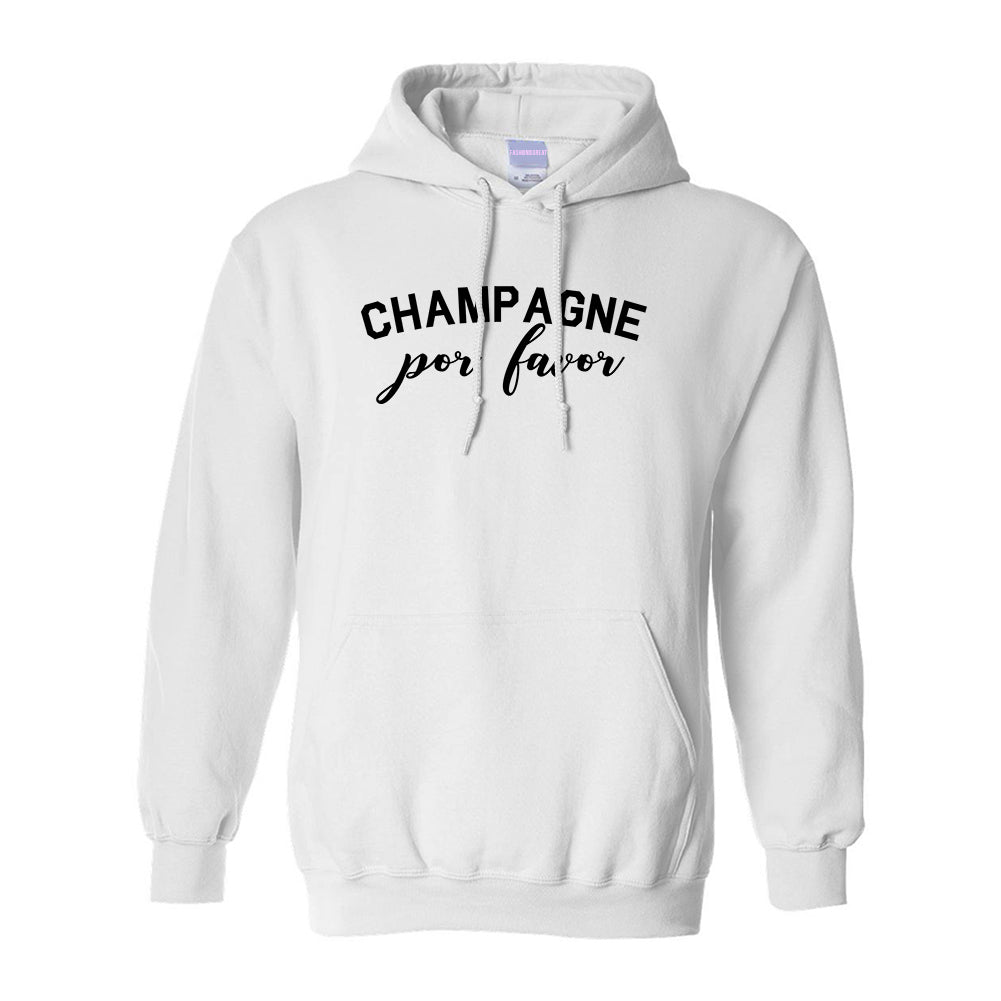 Champagne Por Favor Spanish Drinking White Pullover Hoodie