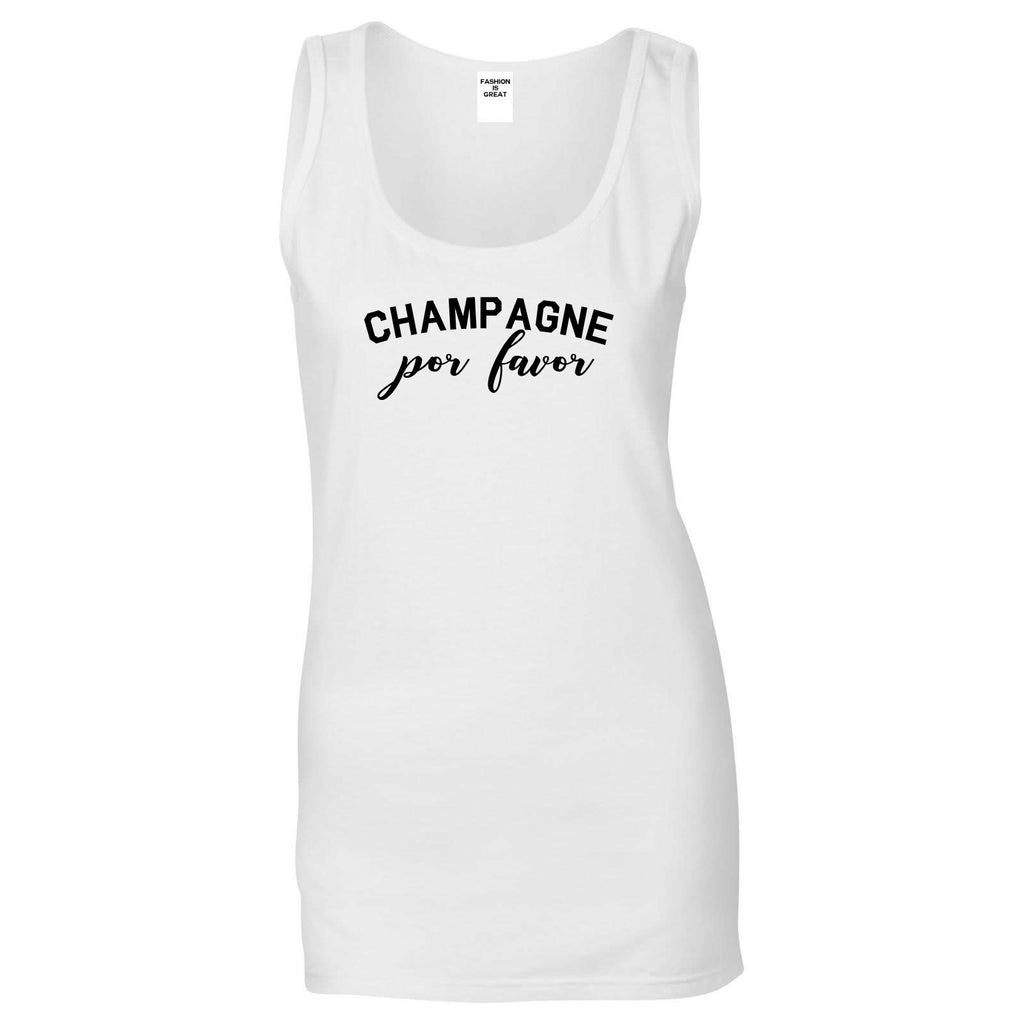 Champagne Por Favor Spanish Drinking White Tank Top