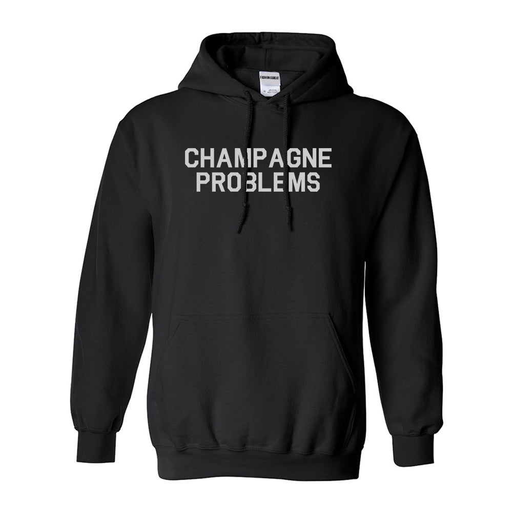 Champagne Problems Funny Drinking Black Pullover Hoodie