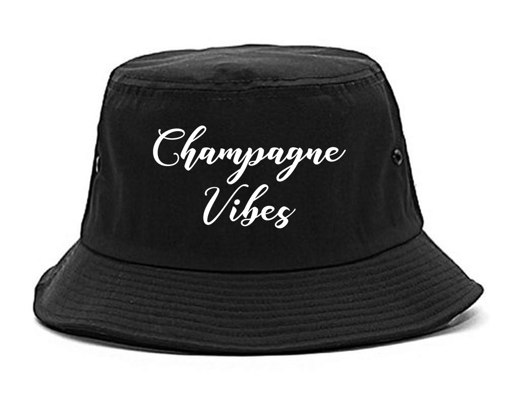 Champagne Vibes Only black Bucket Hat