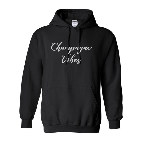 Champagne Vibes Only Black Womens Pullover Hoodie