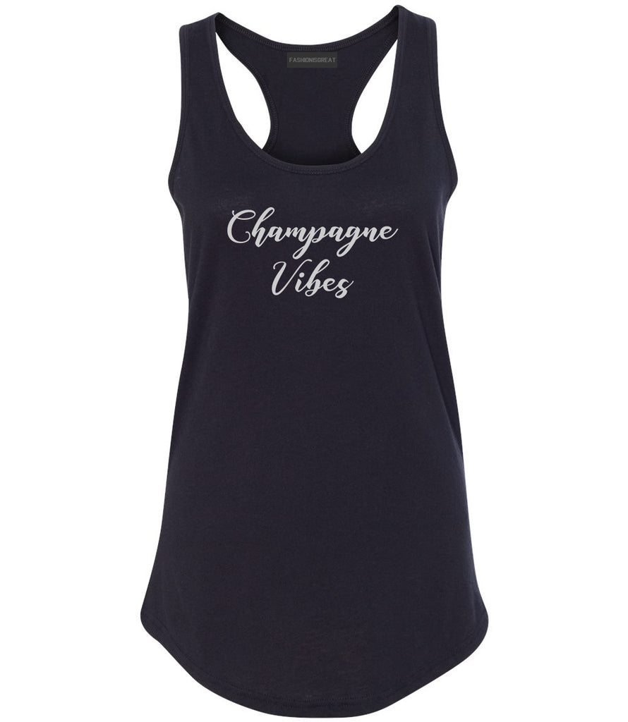 Champagne Vibes Only Black Womens Racerback Tank Top
