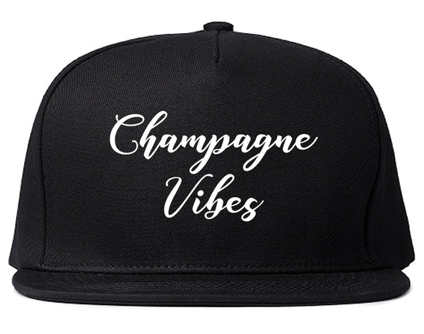Champagne Vibes Only Black Snapback Hat