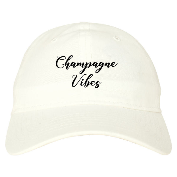 Champagne Vibes Only white dad hat