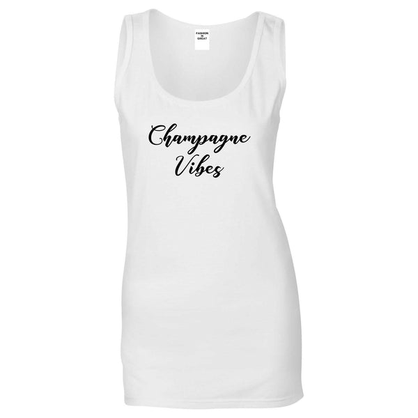 Champagne Vibes Only White Womens Tank Top