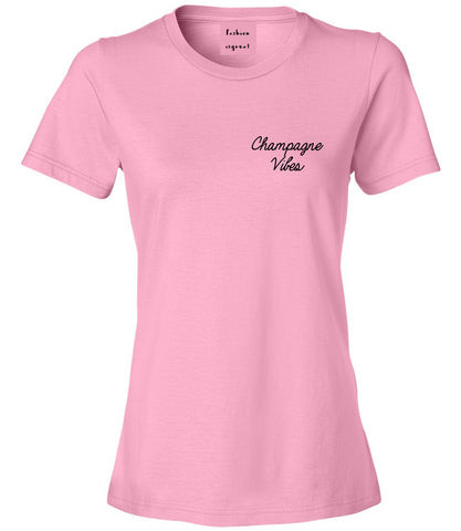 Champagne Vibes Wedding Chest Pink Womens T-Shirt