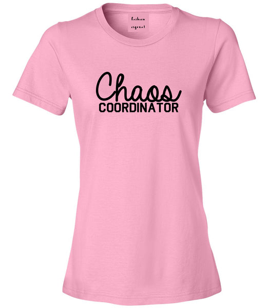 Chaos Coordinator Mom Life Womens Graphic T-Shirt Pink