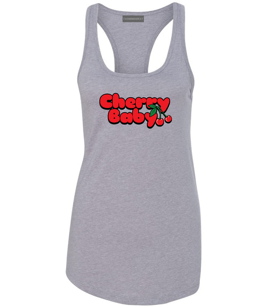 Cherry Baby Womens Racerback Tank Top Grey