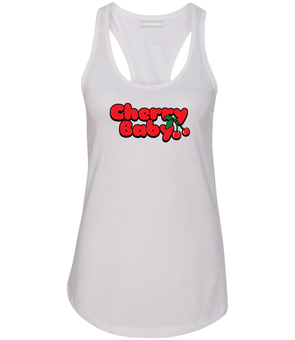 Cherry Baby Womens Racerback Tank Top White