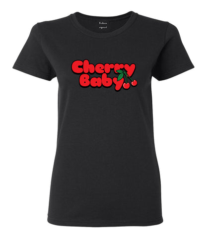 Cherry Baby Womens Graphic T-Shirt Black