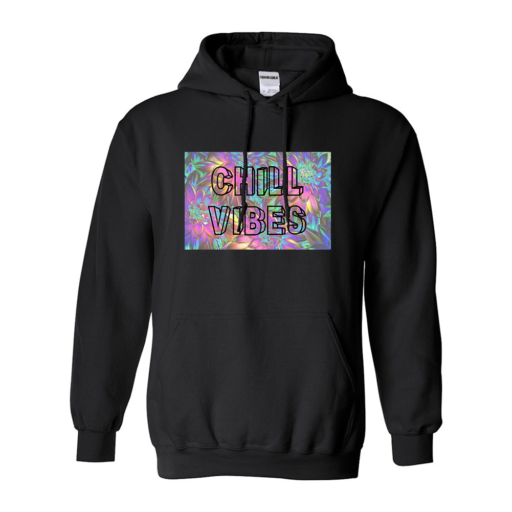 Chill Vibes Trippy Black Womens Pullover Hoodie