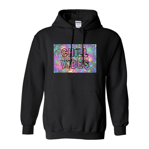 Chill Vibes Trippy Black Womens Pullover Hoodie