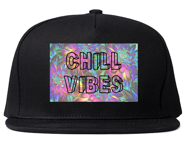 Chill Vibes Trippy Black Snapback Hat