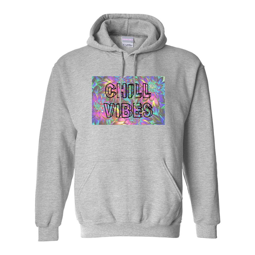 Chill Vibes Trippy Grey Womens Pullover Hoodie