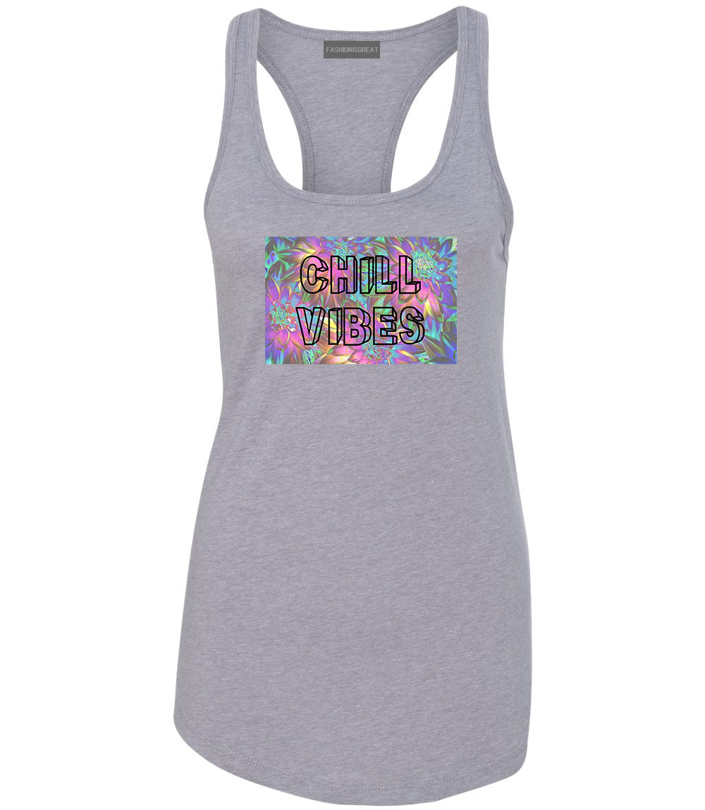 Chill Vibes Trippy Grey Womens Racerback Tank Top