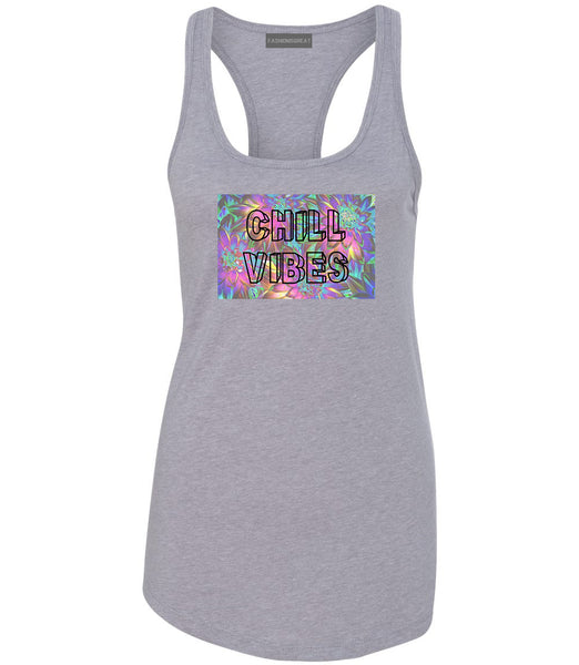 Chill Vibes Trippy Grey Womens Racerback Tank Top