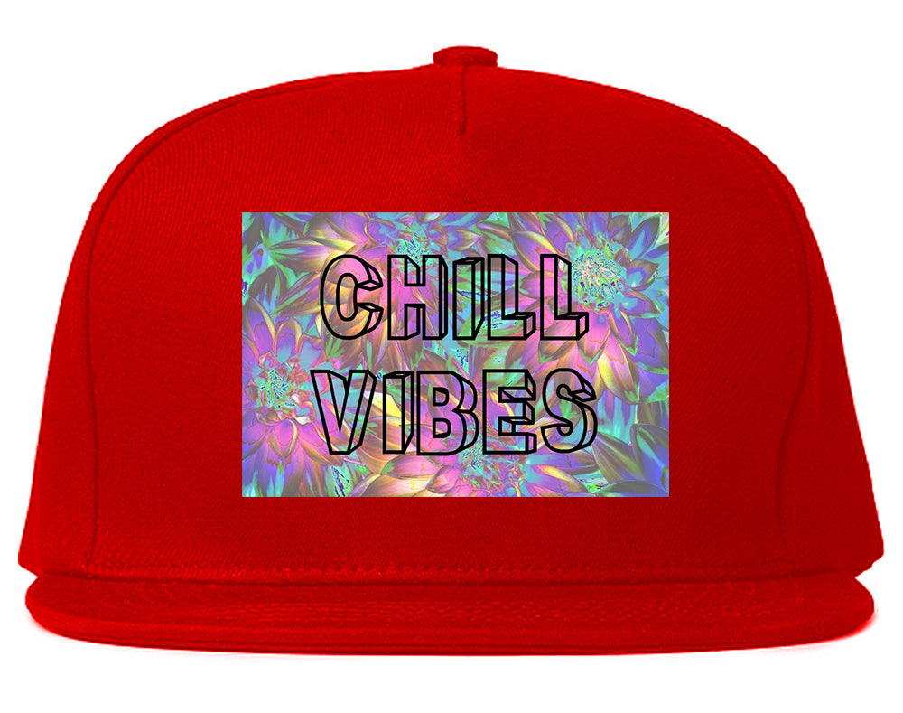 Chill Vibes Trippy Red Snapback Hat