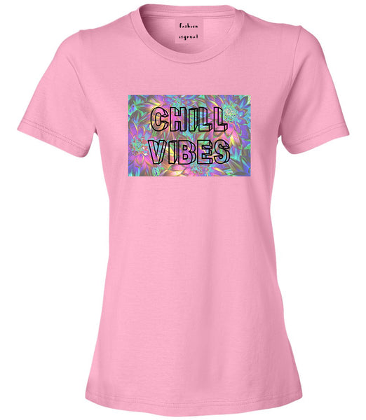Chill Vibes Trippy Pink Womens T-Shirt