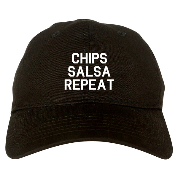 Chips Salsa Repeat Funny Food Black Dad Hat