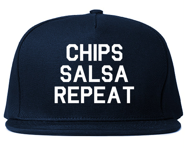 Chips Salsa Repeat Funny Food Blue Snapback Hat