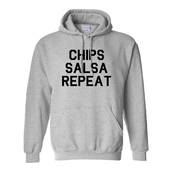 Chips Salsa Repeat Funny Food Grey Pullover Hoodie
