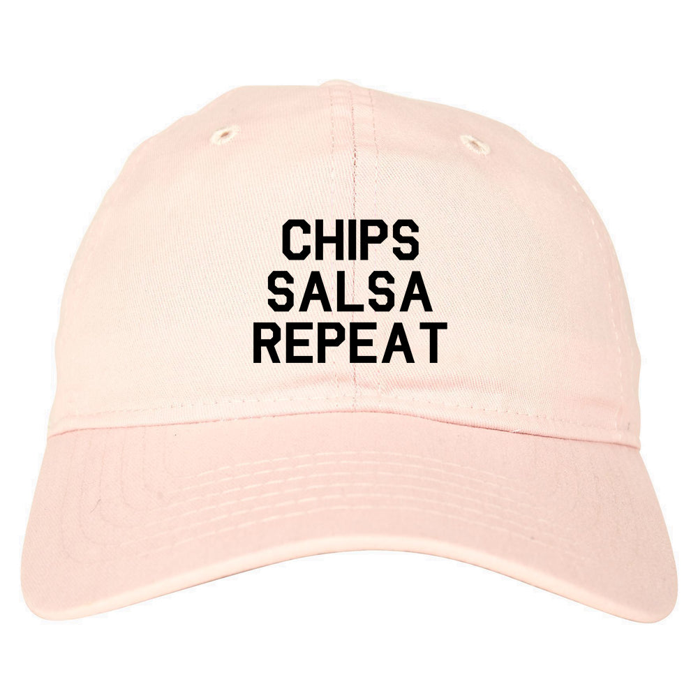 Chips Salsa Repeat Funny Food Pink Dad Hat
