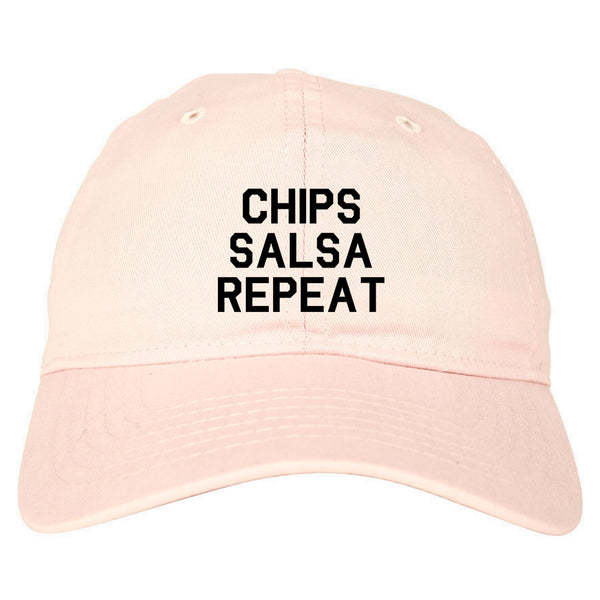Chips Salsa Repeat Funny Food Pink Dad Hat