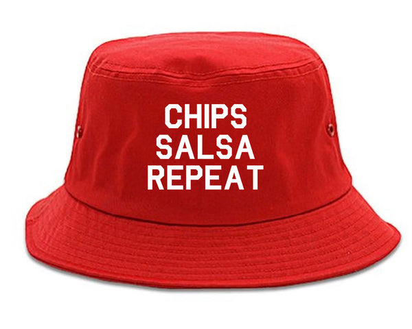 Chips Salsa Repeat Funny Food Red Bucket Hat