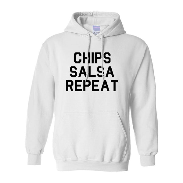 Chips Salsa Repeat Funny Food White Pullover Hoodie
