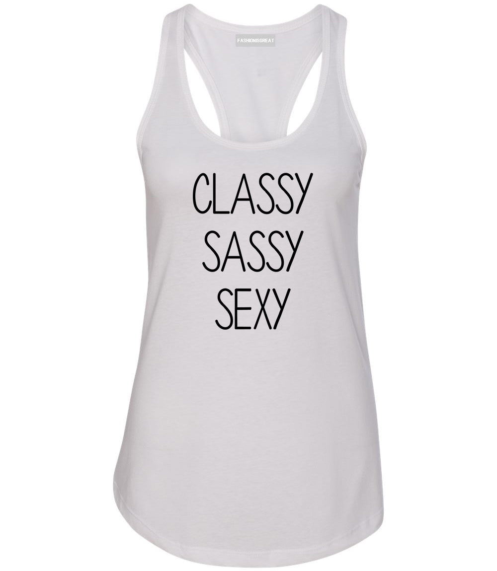 Classy Sassy Sexy White Racerback Tank Top