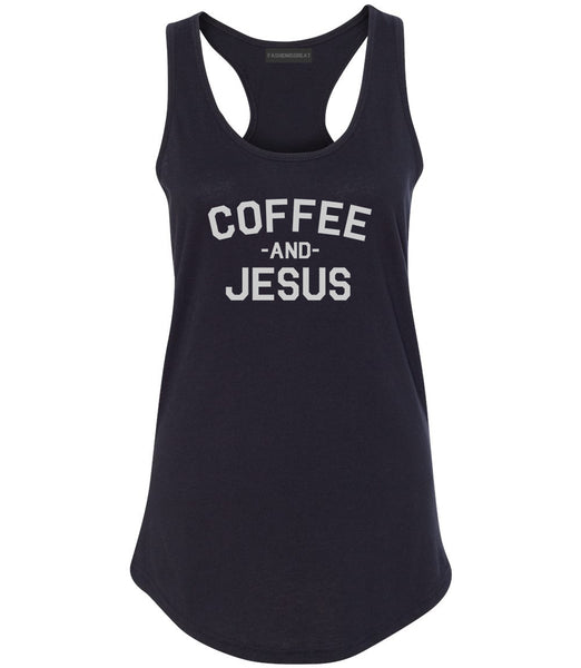 Coffee And Jesus Religious Black Racerback Tank Top