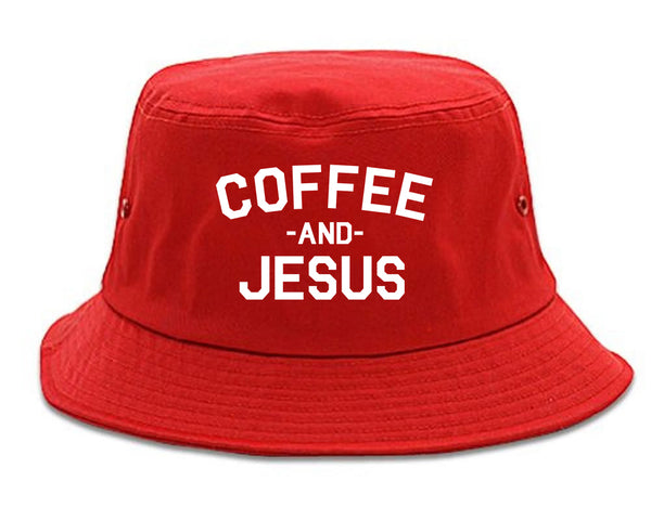 Coffee And Jesus Religious Red Bucket Hat