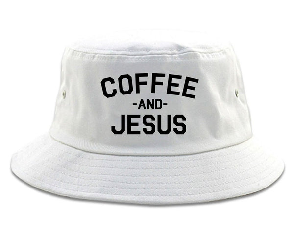 Coffee And Jesus Religious White Bucket Hat