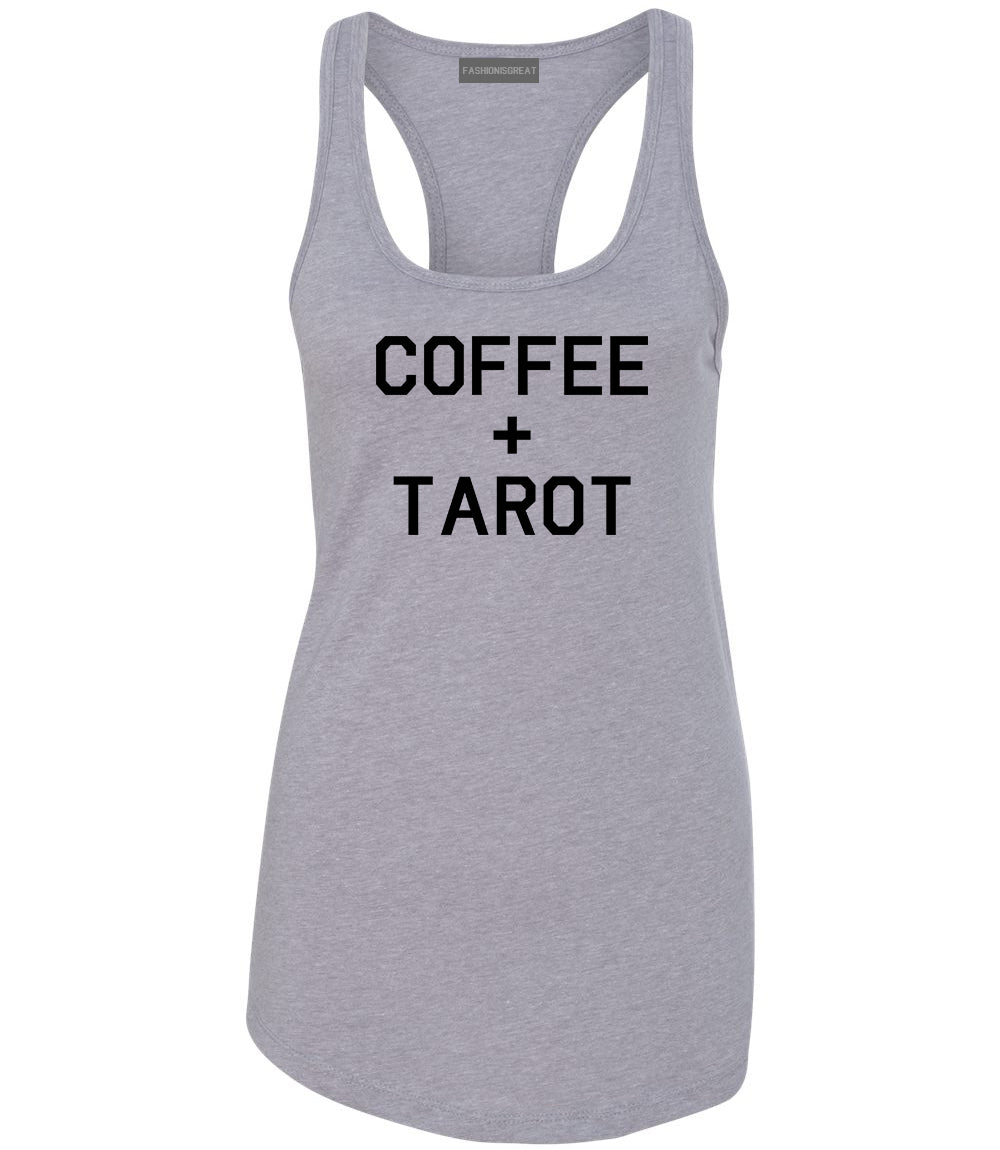Coffee And Tarot Cards Grey Womens Racerback Tank Top