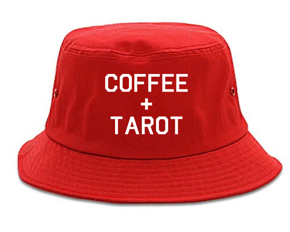 Coffee And Tarot Cards red Bucket Hat