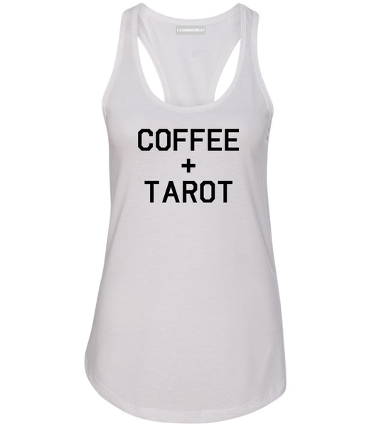 Coffee And Tarot Cards White Womens Racerback Tank Top