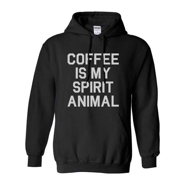 Coffee Is My Spirit Animal Black Pullover Hoodie