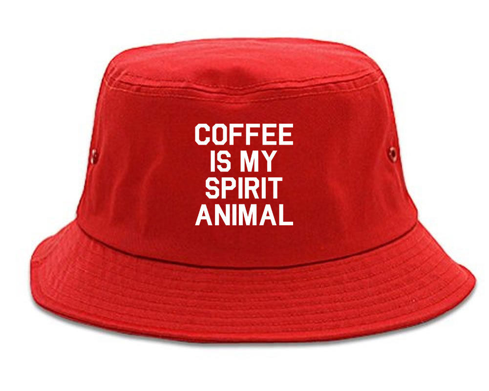 Coffee Is My Spirit Animal Red Bucket Hat