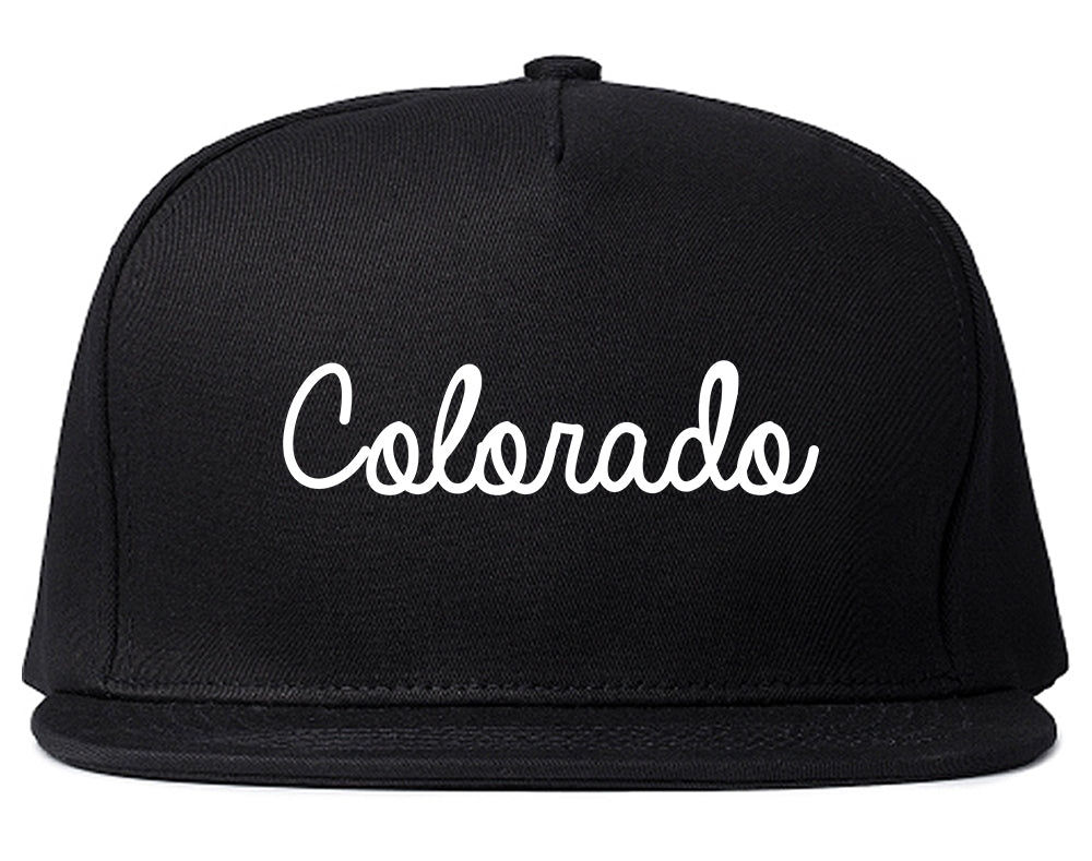 Colorado CO Script Chest Black Snapback Hat